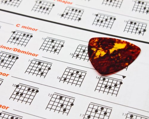 paper of chord chart for guitarist and musician